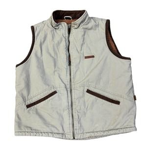 Wrangler Hero Vest Sherpa Lined Mens Medium Tan Full Zip Work Wear